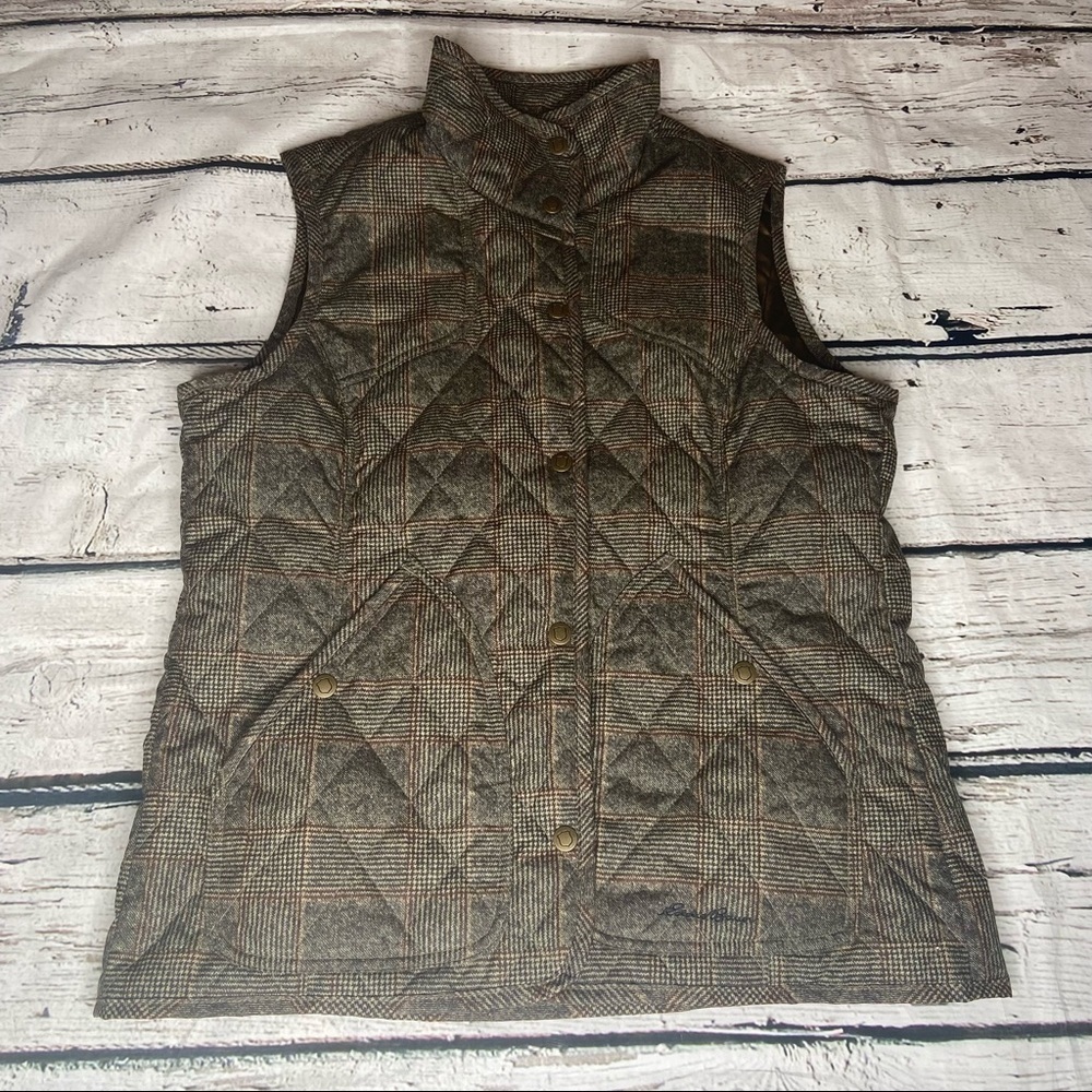 Eddie Bauer Plaid Quilted Vest Size TL